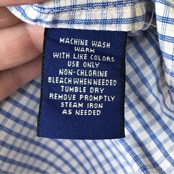 The Original‎ Arizona Jean Co Plaid Mens Button Up Shirt Size L Blue White Plaid - Picture 6 of 6